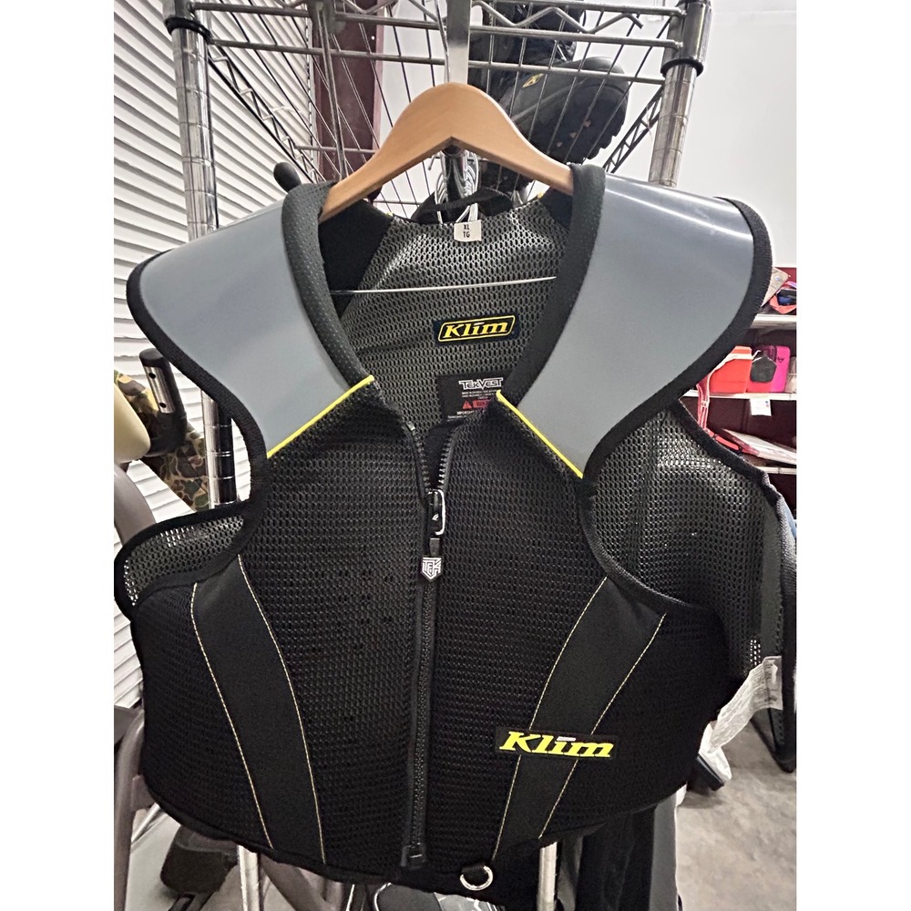 Klim TekVest Snowmobile Body Armor Protective Vest Mens XL Black Gray Yellow